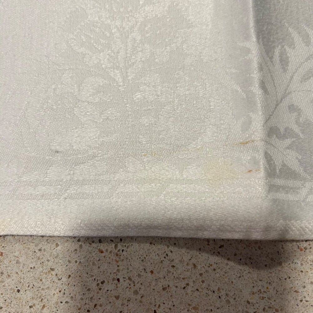 Vintage White Irish Linen Damask Dinner Napkins Rose Shamrock Thistle Set 4 - Picture 7 of 10